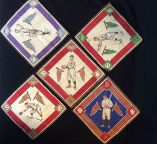 Vintage Baseball Felt Tobacco Blankets: Group Of 5,  American League