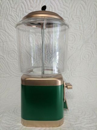 Bubblegum Machine Green and Gold with Key Vintage Just Cleaned and Painted,  Fun 4