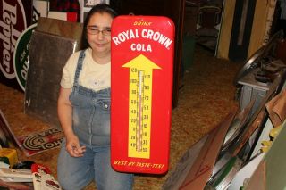 Large Vintage 1953 Rc Royal Crown Cola Soda Pop 26 " Metal Thermometer Sign