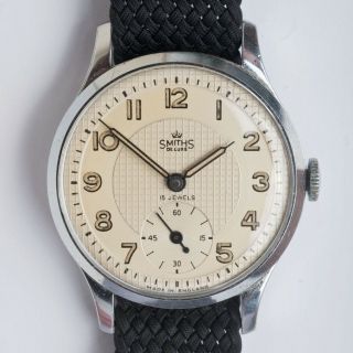 Vintage Stainless Steel Smiths De Luxe Watch Gents Wristwatch 1950s Deluxe
