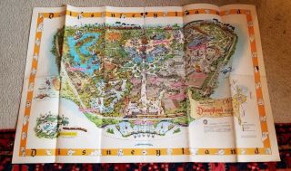 Rare 1958 Disneyland Map 44 " X30 "