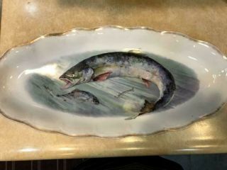 Mignon Zs&co Bavaria Fish Sea Bass Oval Platter Antique Vintage Hanging