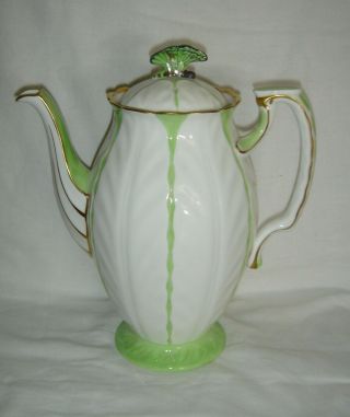 Rare Vintage Aynsley Butterfly Handled To Lid Tall Coffee Pot