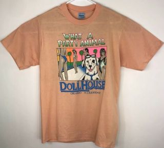 Vintage 1990 Thee Dollhouse Party Animal Dog Orlando Florida Shirt Single Stitch