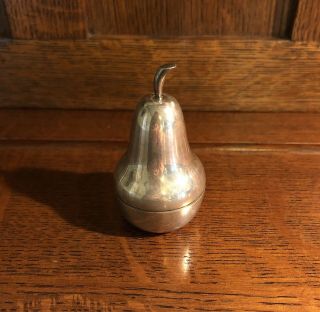 Rare Vintage Tiffany & Co Makers 25381 Sterling Silver Pear Trinket Pill Box