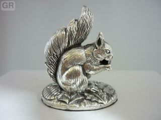 Stunning Hallmarked Sterling Silver Squirrel Statue