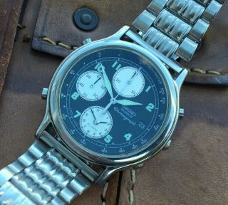 Seiko Vintage Alarm Chronograph 7t32 6a5a Watch