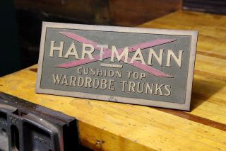 Hartmann Wardrobe Trunks Countertop Sign Store Display Luggage General Store Vtg