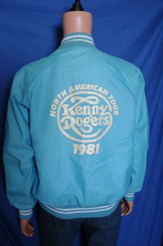 Vintage 1981 Kenny Rogers North American Tour Light Blue Nylon Jacket L