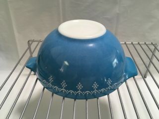 Vintage Pyrex CINDERELLA Nesting Bowls SNOWFLAKE BLUE GARLAND SET OF 4 3