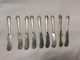 Set Of 9 Vintage Gorham Sterling Silver Butter Knives - Monogramed