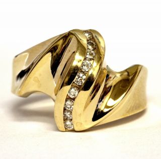 14k Yellow Gold.  27ct Vs H Womens Diamond Cluster Ring 9.  1g Estate Vintage