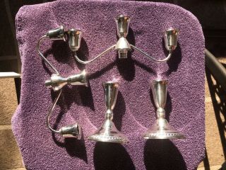 2 Vintage Duchin Creation Sterling Silver Weighted Candelabras (3 candles) 2