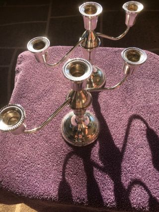 2 Vintage Duchin Creation Sterling Silver Weighted Candelabras (3 candles) 5