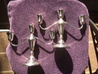 2 Vintage Duchin Creation Sterling Silver Weighted Candelabras (3 candles) 7