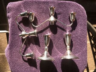 2 Vintage Duchin Creation Sterling Silver Weighted Candelabras (3 candles) 8