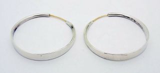 Ed Levin 14k Gold Ear Wire Tapered 1 - 3/8 " Diameter Earrings In Sterling Silver