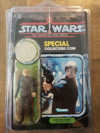 Vintage Star Wars Luke Jedi Knight Power Of The Force Potf 1984 W/coin Rare