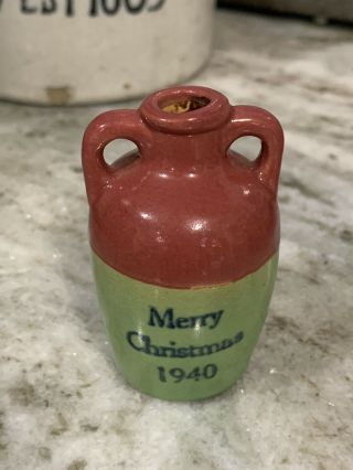 Vintage Uhl Pottery Miniature Jug Merry Christmas 1940