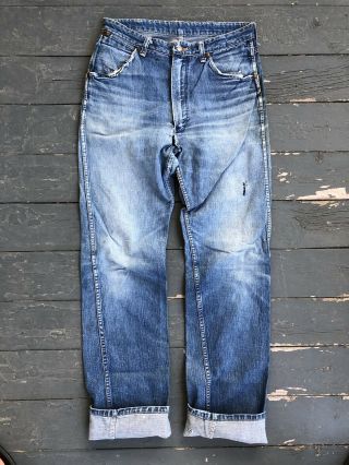 Vintage 1950s 1960s Wrangler Blue Bell Denim Jeans Gripper Zipper Levis 32 X 34
