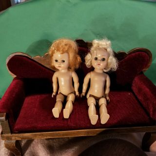 2 Vintage 1950s Vogue Ginny Dolls Bent Knee Walkers.  Need Tlc But All