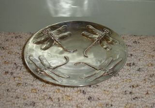 Christofle France Silver Plate Dragonfly Footed Bowl Or Dish