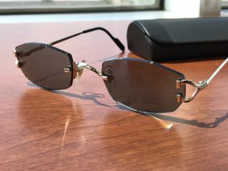 Cartier Silver Vintage Soho Rare Rimless C Décor Sunglasses