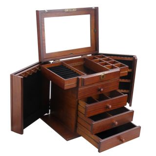 Wood Jewelry Cabinet Vintage Armoire Box Storage Chest Ring Necklace Organizer 2