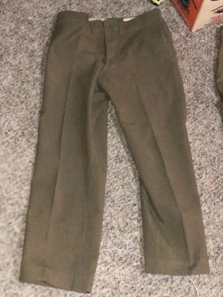 Vtg Us Army Military Trousers Field Serge Pants 33/29 Men Wool 40s Wwii