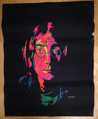 Vintage John Lennon Beatles Poster Psychedelic Blacklight 21.  5 " X 27.  5 "