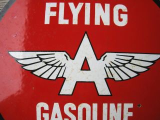 FLYING A GASOLINE VINTAGE PORCELAIN ENAMEL GAS PUMP OIL SERVICE STATION SIGN 5