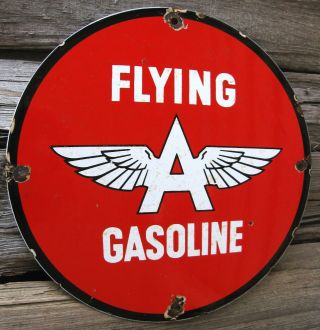 FLYING A GASOLINE VINTAGE PORCELAIN ENAMEL GAS PUMP OIL SERVICE STATION SIGN 8