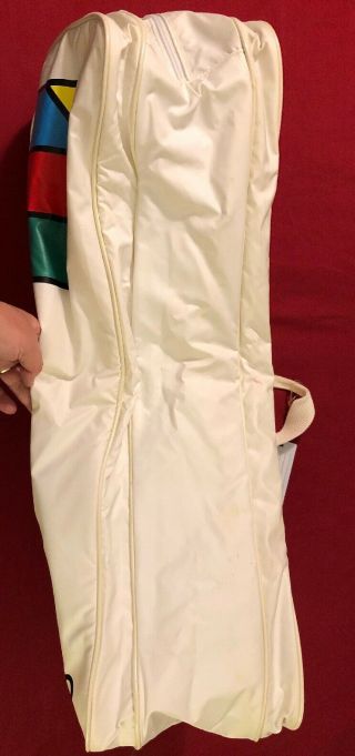 Vintage Adidas Ivan Lendl Tennis Racket Bag White Duffle 2 piece 29x13x10 7