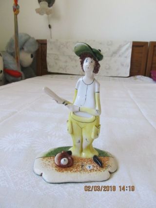 Vintage Rare Zampiva Figurine " Baseball Player " Signed Made In Italy 95272