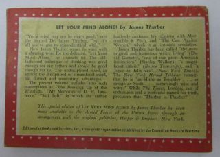 Armed Services Edition Paperback Book - WW II - Let Your Mind Alone - Thurber 2