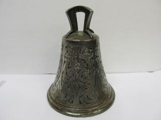 Sterling Silver Ornately Tooled Small Table Bell 2 3/4” H Top Handle Xlnt Cond