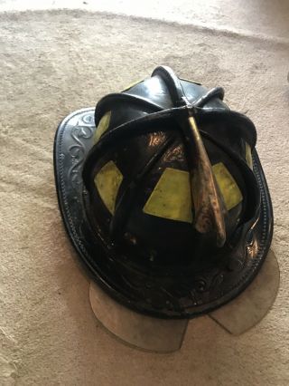 Vintage Leather Fdny Nyc Helmet Yorker N5a Cairns Fire Helmet W/ Eye Shield