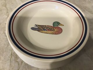 12 Rare Vintage Corelle Mallard Duck Bowls 8 1/2 " Wide Rim