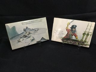 Rare Set Of 12 Vintage Disneyland 1966 Pirates Of The Caribbean Postcards