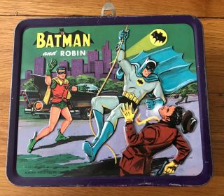 Holy Lunchbox Batman Vintage 1966 Batman And Robin Metal Lunchbox Aladdin Euc