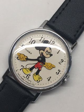 Vintage 1960s Timex Mickey Mouse Mens Wrist Watch Large 33mm Uk Version