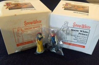 Vtg Goebel Olszewski 2 Bronze Miniature Figurines Disney Snow White And Prince