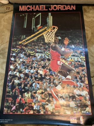 Vintage Michael Jordan Chicago Bulls 1987 Poster Basketball Dunk Nba Starline Mj