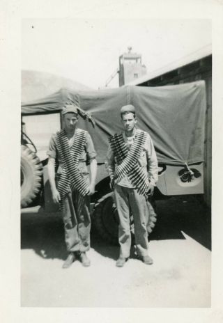 Org Wwii Photo: Ammo Wrapped American Gi’s Posing With Dodge Wc