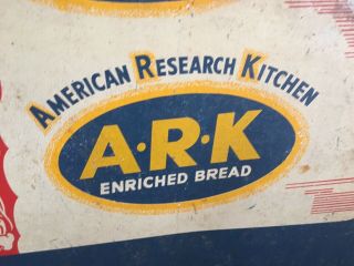 Vintage 1940 - 50 ' s ARK Bread Loaf Metal Advertising Sign.  Real Deal 2