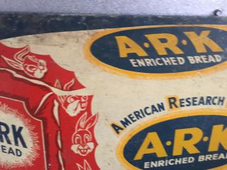 Vintage 1940 - 50 ' s ARK Bread Loaf Metal Advertising Sign.  Real Deal 5