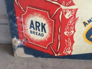 Vintage 1940 - 50 ' s ARK Bread Loaf Metal Advertising Sign.  Real Deal 7