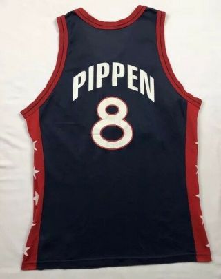 Vtg Champion Team Usa Scottie Pippen Mens Olympics Basketball Jersey Sz Large 2