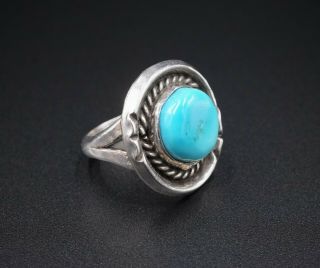 Vintage Navajo Sterling Silver Blue Turquoise Ring Size 8 Rs2297