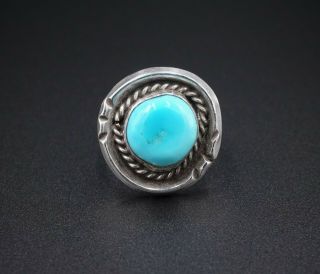 Vintage Navajo Sterling Silver Blue Turquoise Ring Size 8 RS2297 2